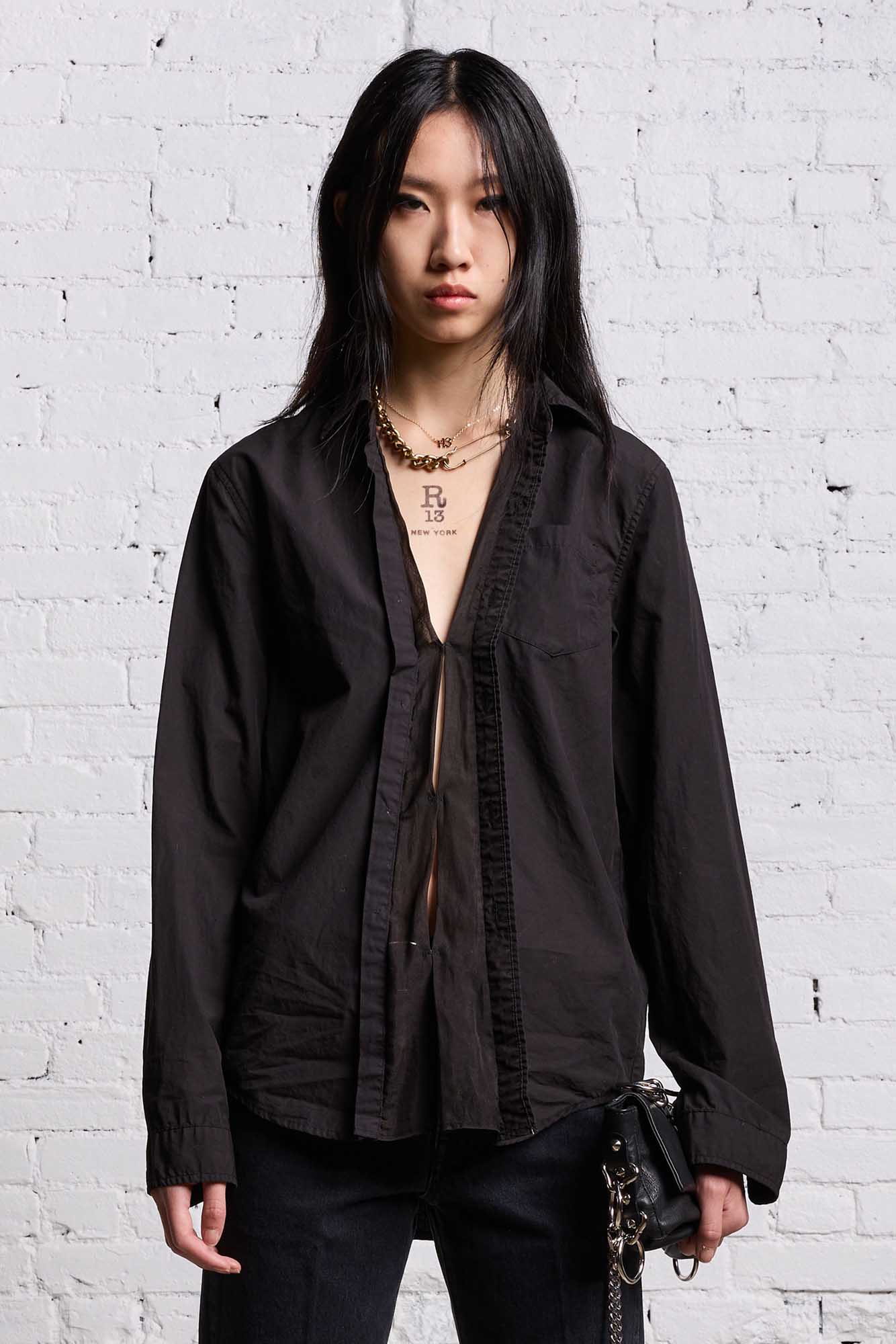 FOLDOUT SHIRT - BLACK OVERDYE - R13