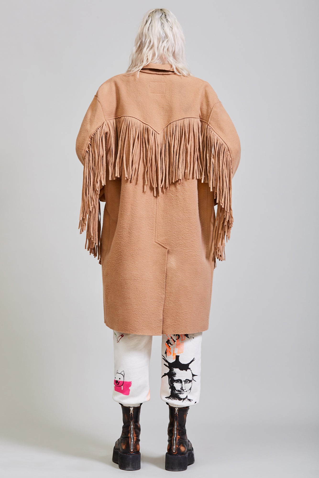 FRINGE RAW CUT COAT - CAMEL - R13