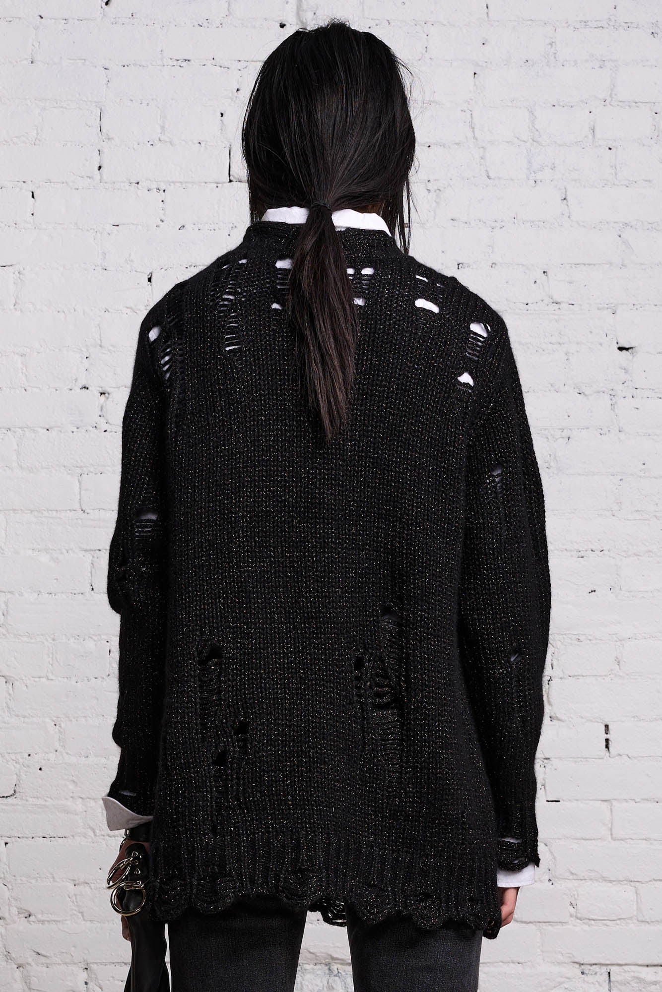 GRUNGE SWEATER - BLACK GLITTER - R13