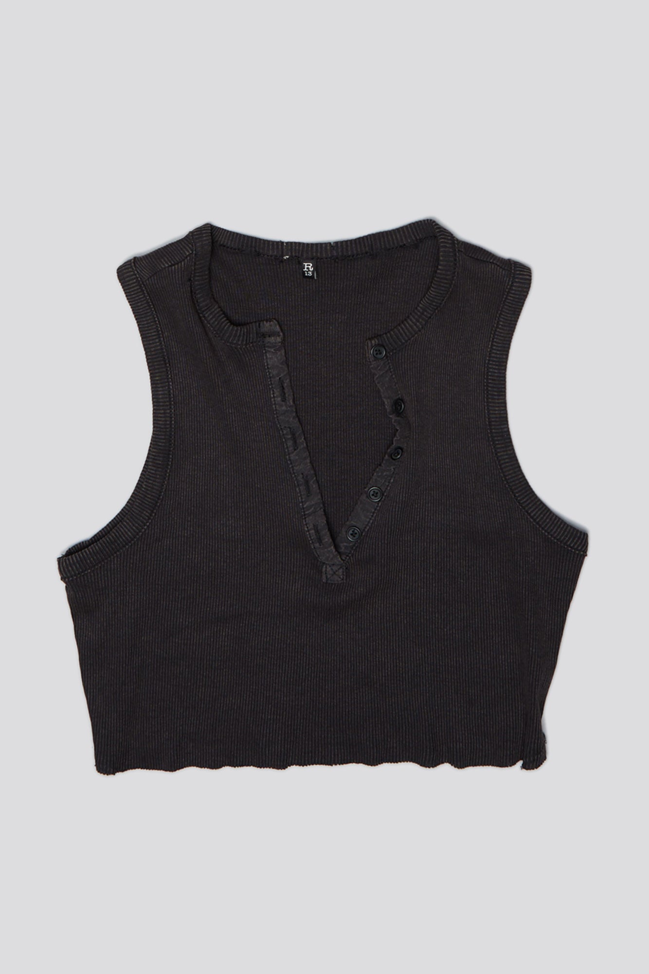 HENLEY TANK - WASHED BLACK - R13