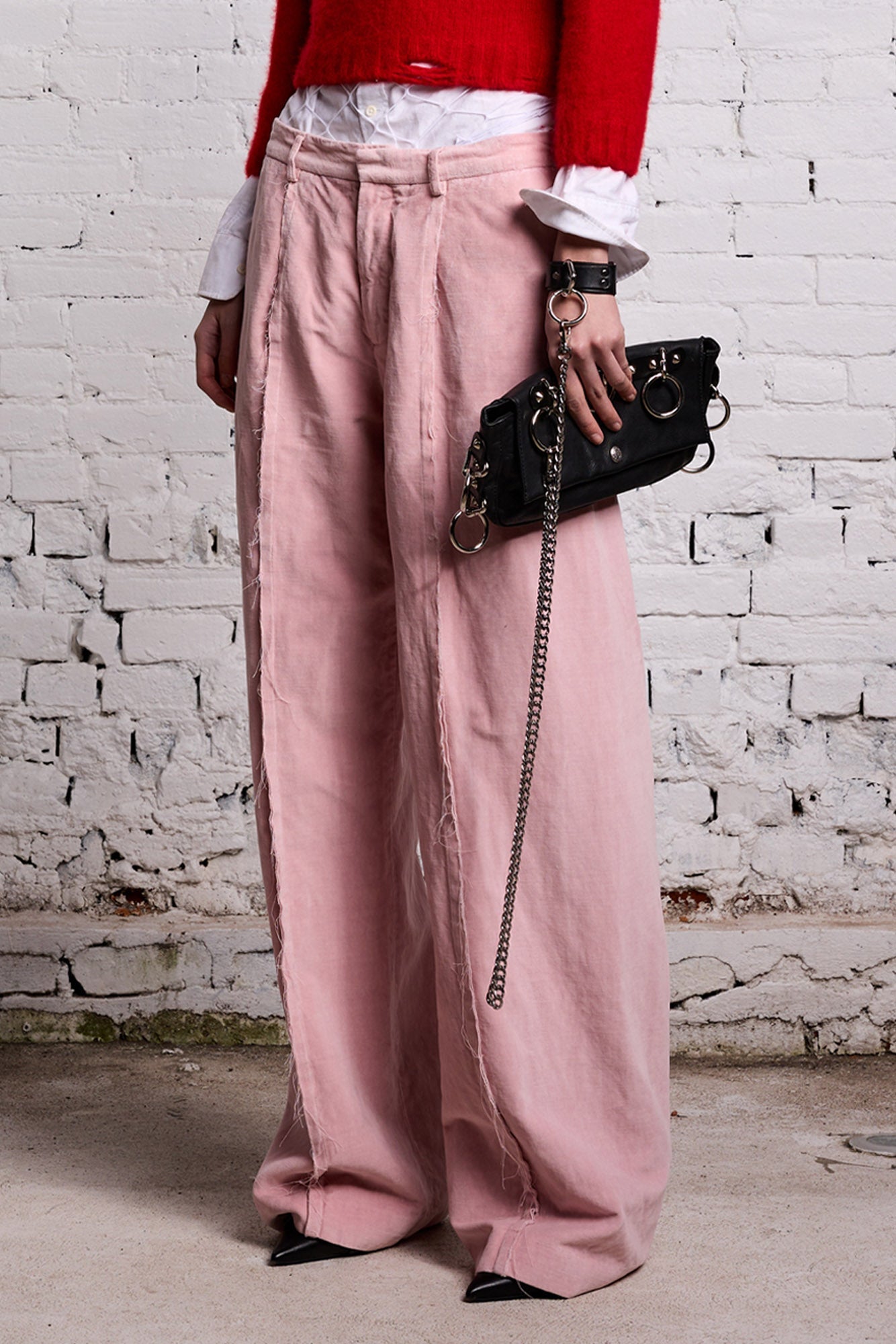 INVERTED TROUSER - PINK VELVET - R13