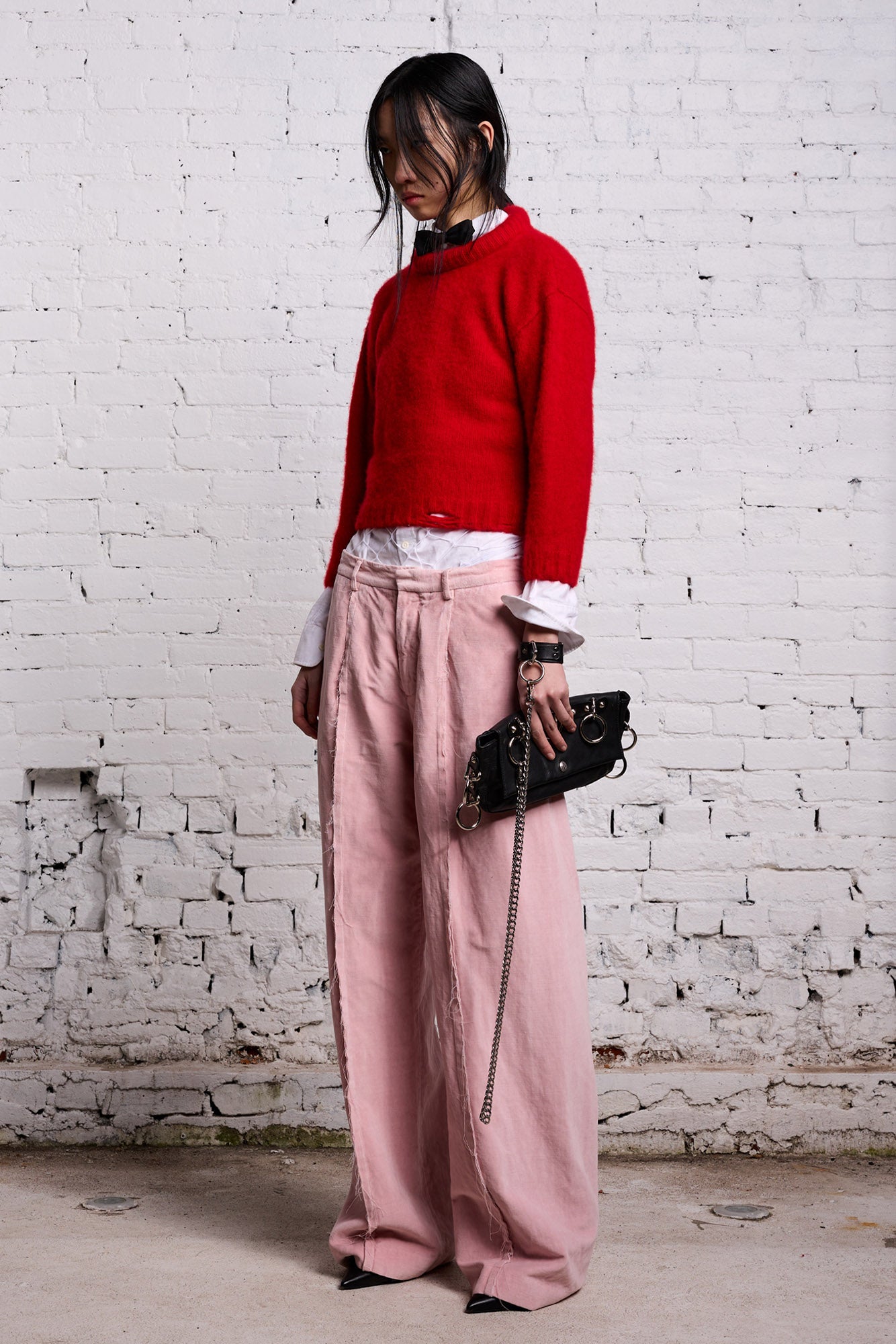 INVERTED TROUSER - PINK VELVET - R13