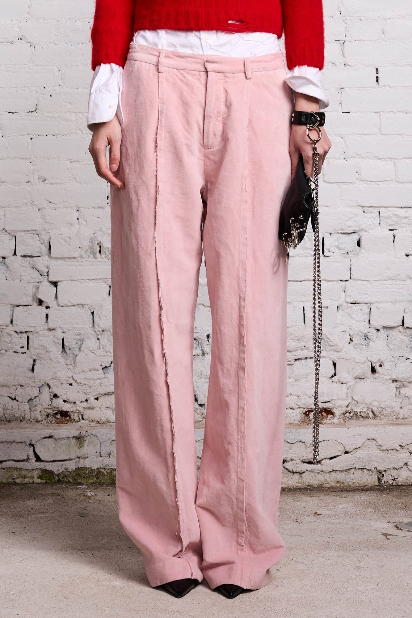 INVERTED TROUSER - PINK VELVET - R13