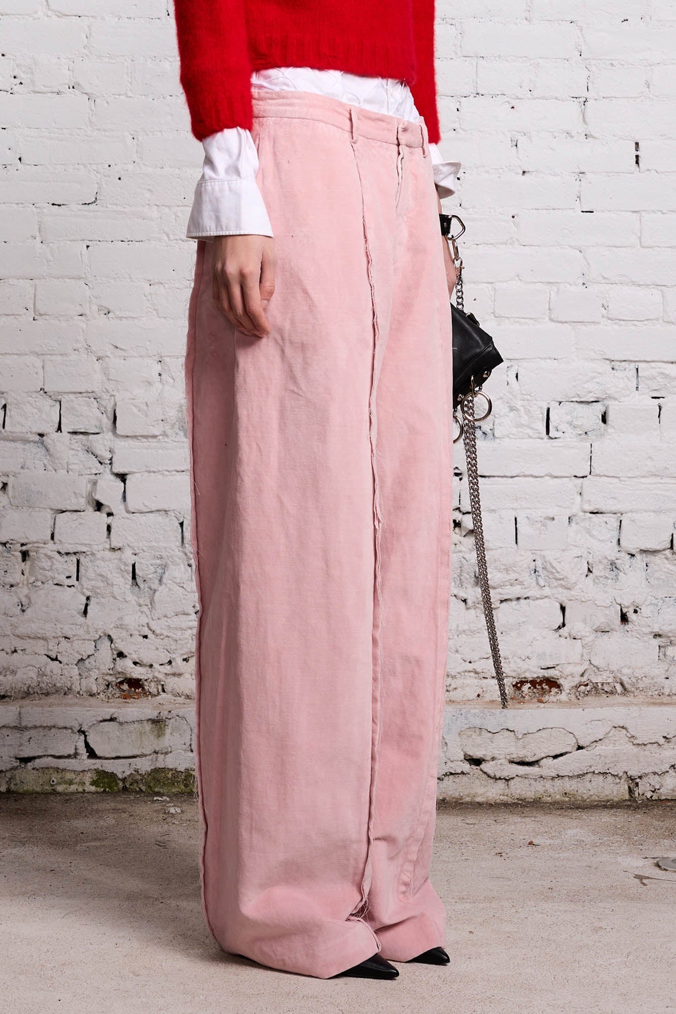 INVERTED TROUSER - PINK VELVET - R13