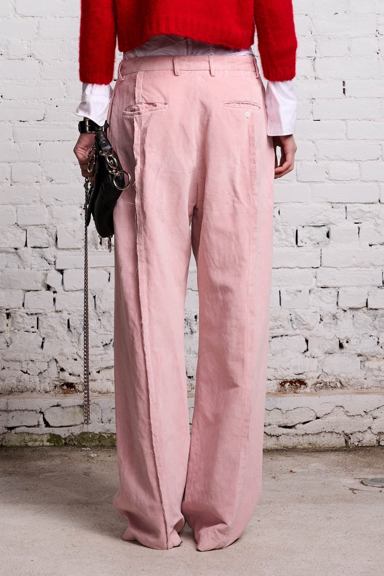 INVERTED TROUSER - PINK VELVET - R13