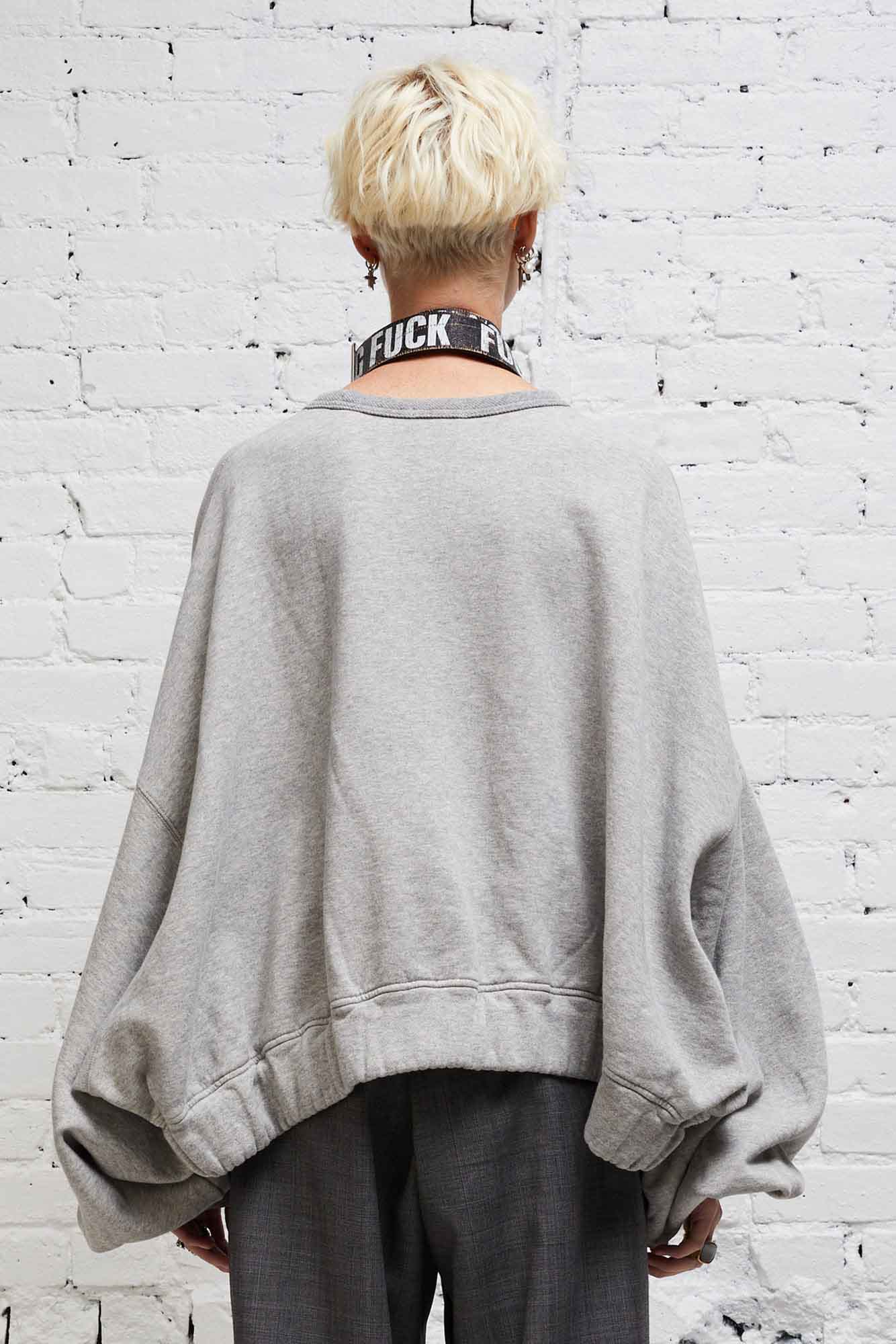 JUMBO CROPPED CREWNECK - HEATHER GREY - R13