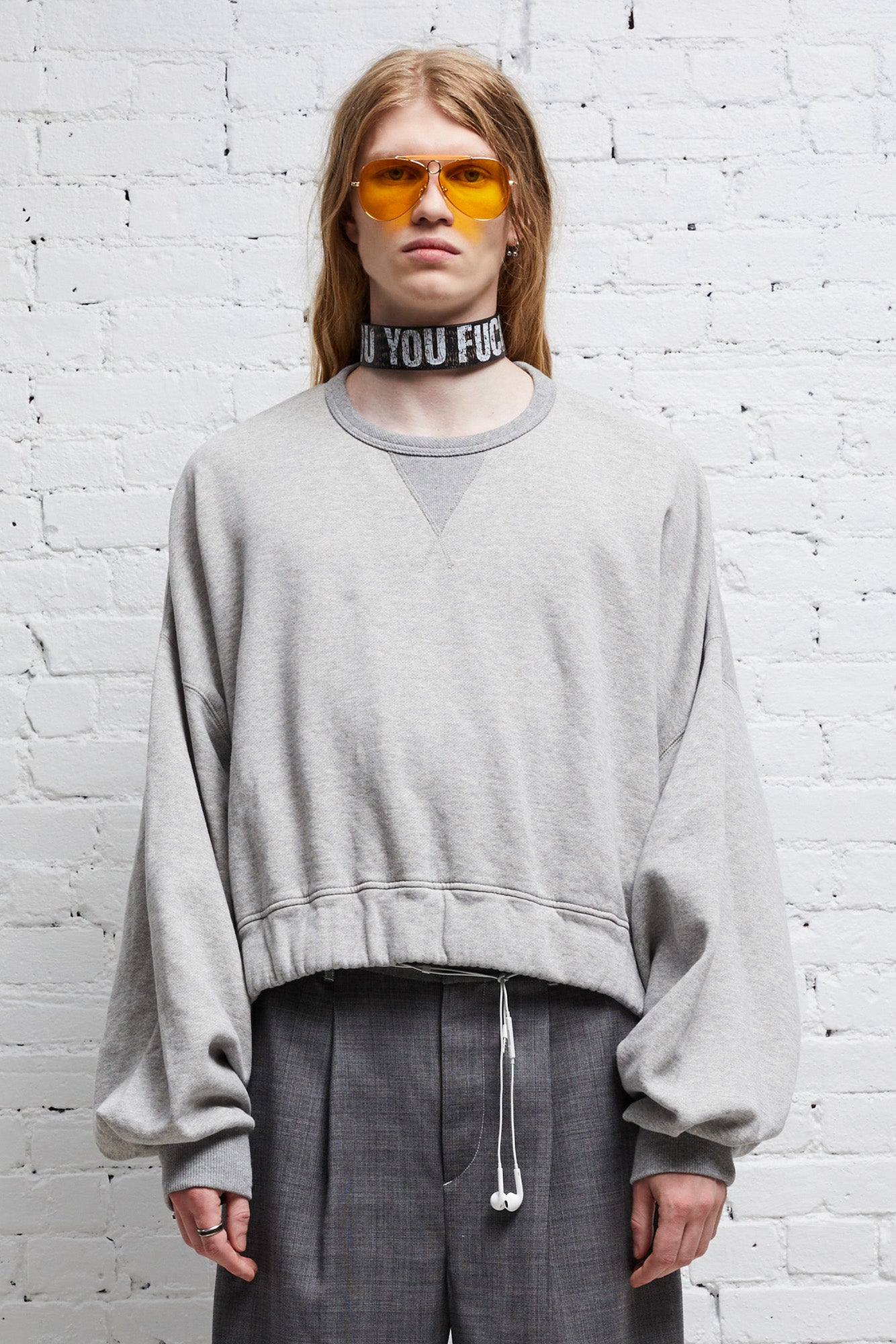 JUMBO CROPPED CREWNECK - HEATHER GREY - R13