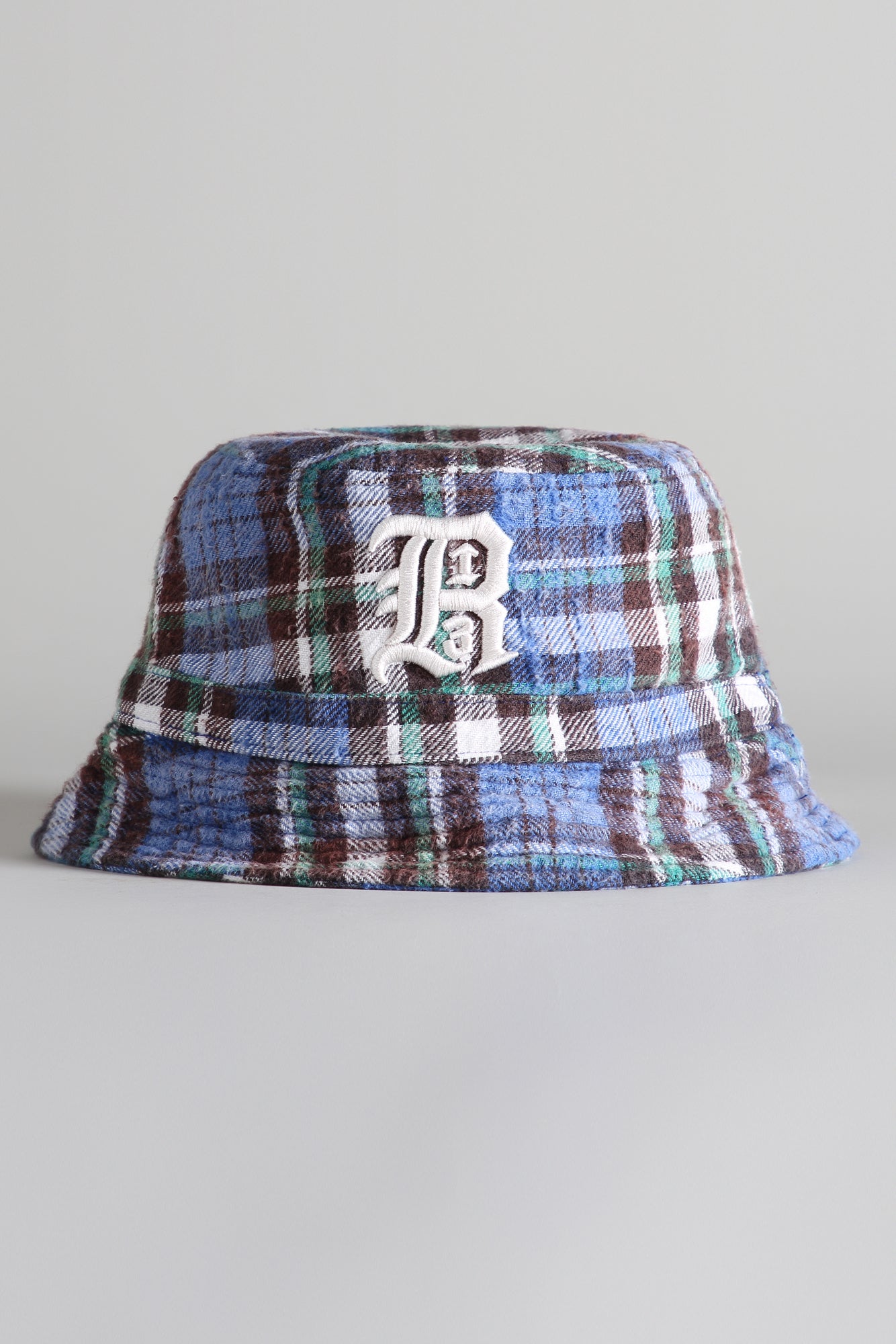 LAYERED BUCKET HAT - BLUE/GREEN PLAID - R13