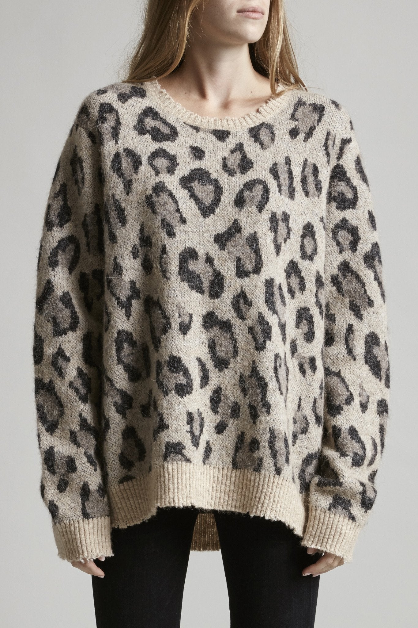 LEOPARD CASHMERE CREWNECK SWEATER - R13