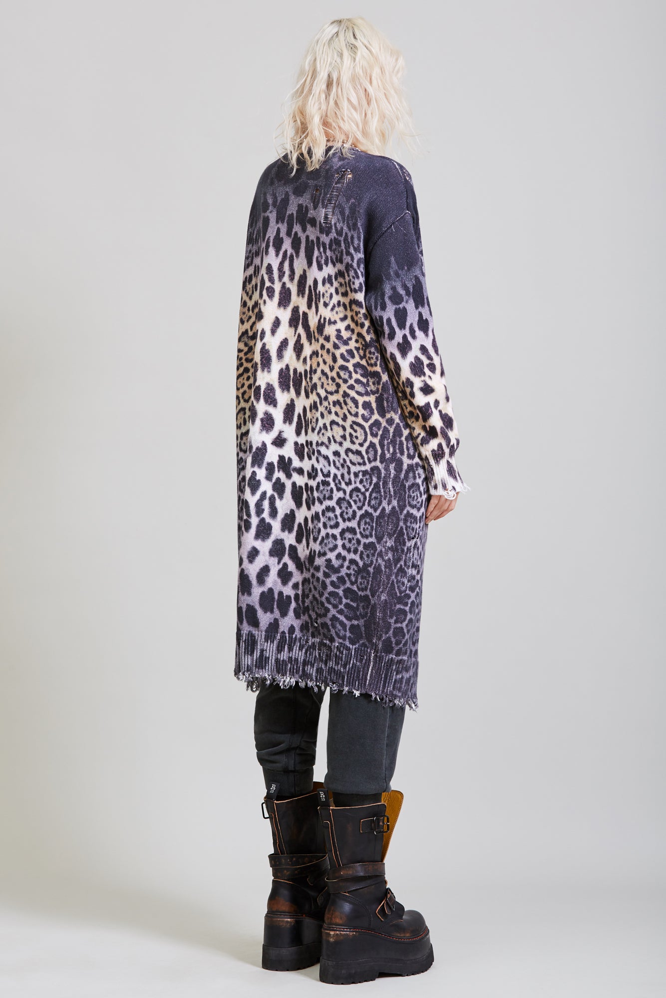 LONG CARDIGAN - FADED LEOPARD - R13