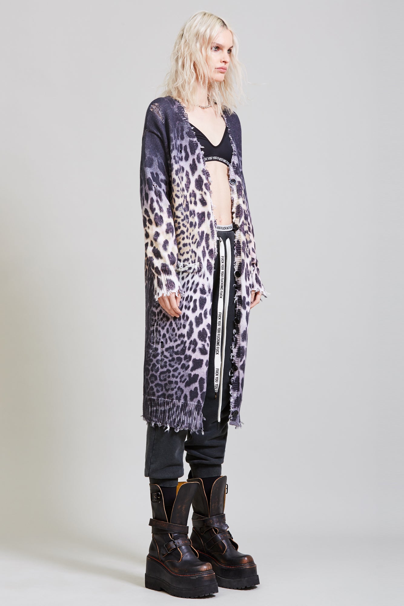 LONG CARDIGAN - FADED LEOPARD - R13