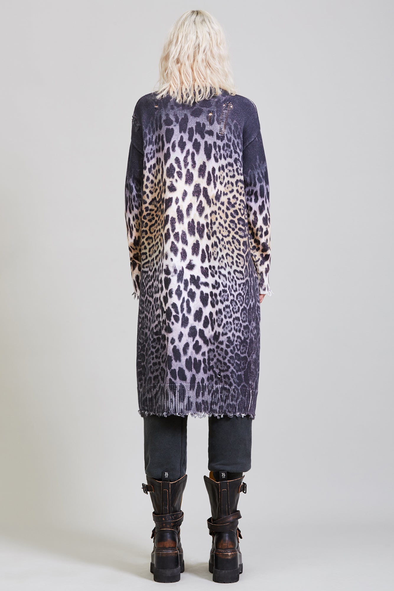 LONG CARDIGAN - FADED LEOPARD - R13