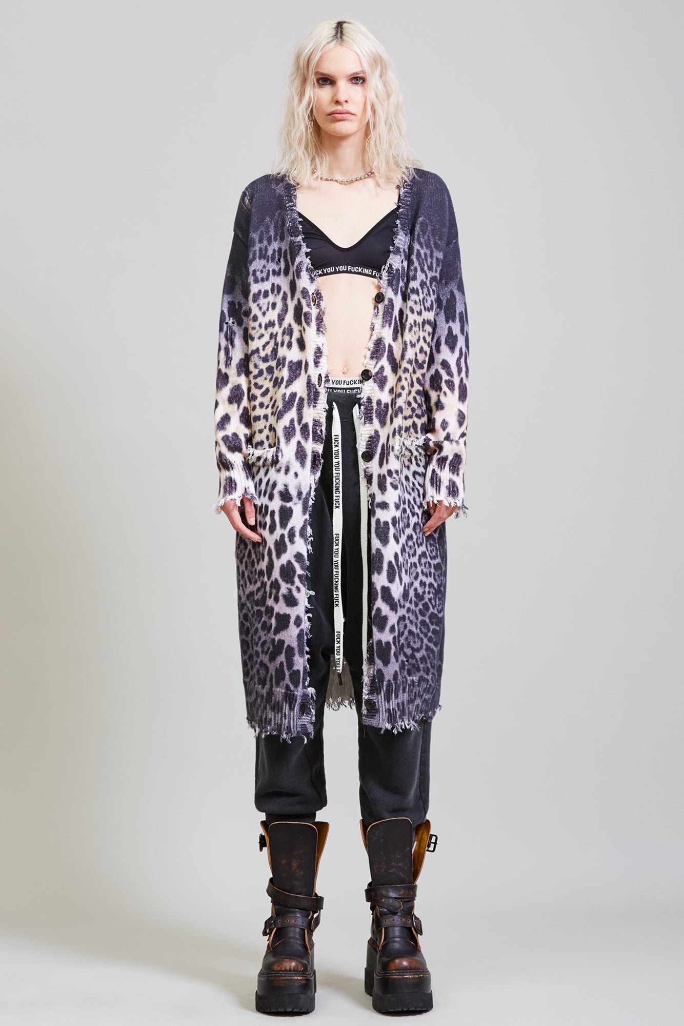 LONG CARDIGAN - FADED LEOPARD - R13