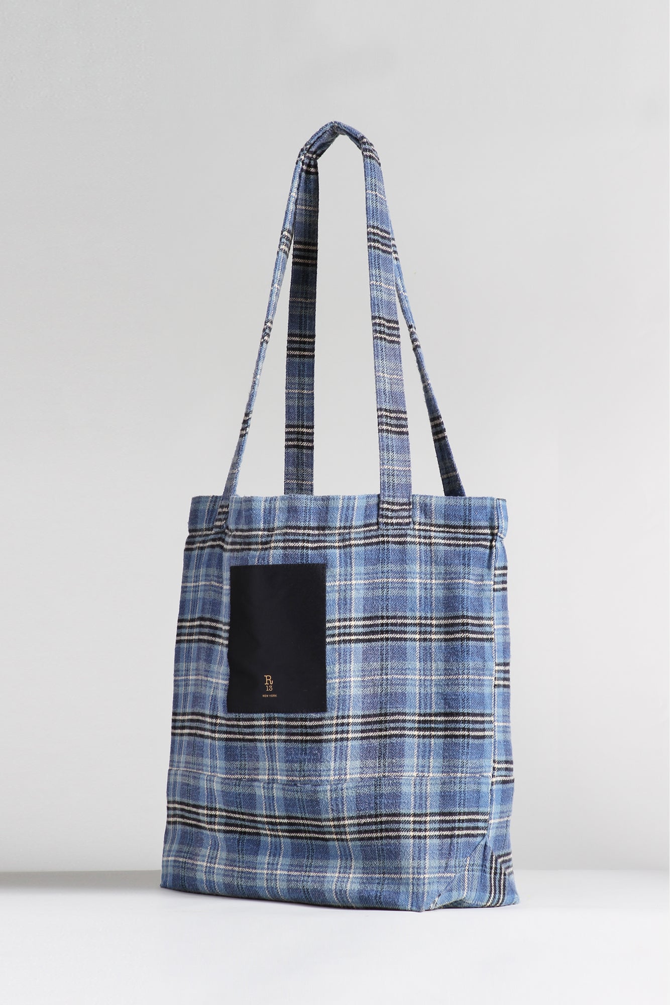 MEDIUM TOTE BAG - BLUE PLAID - R13