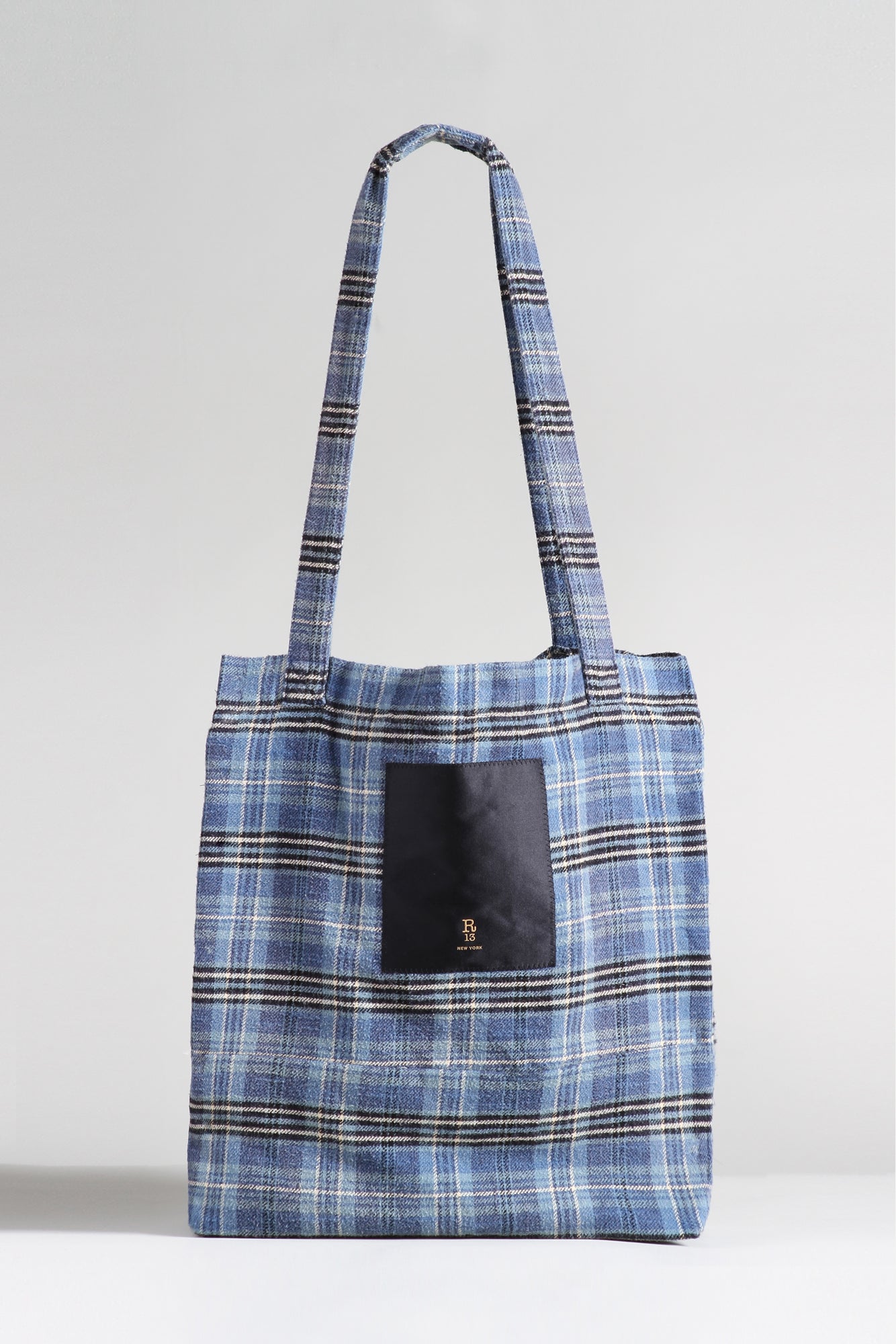 MEDIUM TOTE BAG - BLUE PLAID - R13