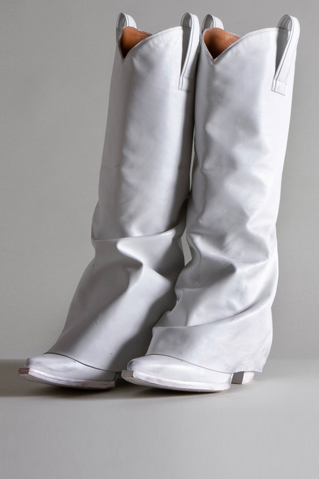 MID COWBOY BOOTS WITH SLEEVE - WHITE - R13