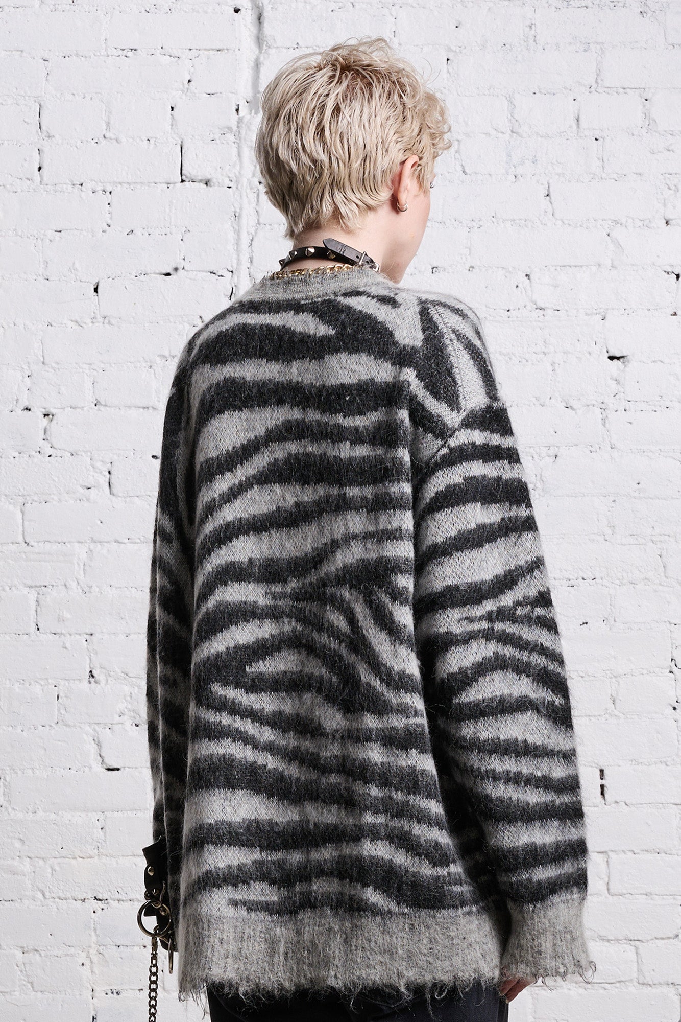 MOHAIR BOYFRIEND CARDIGAN - ZEBRA JACQUARD - R13