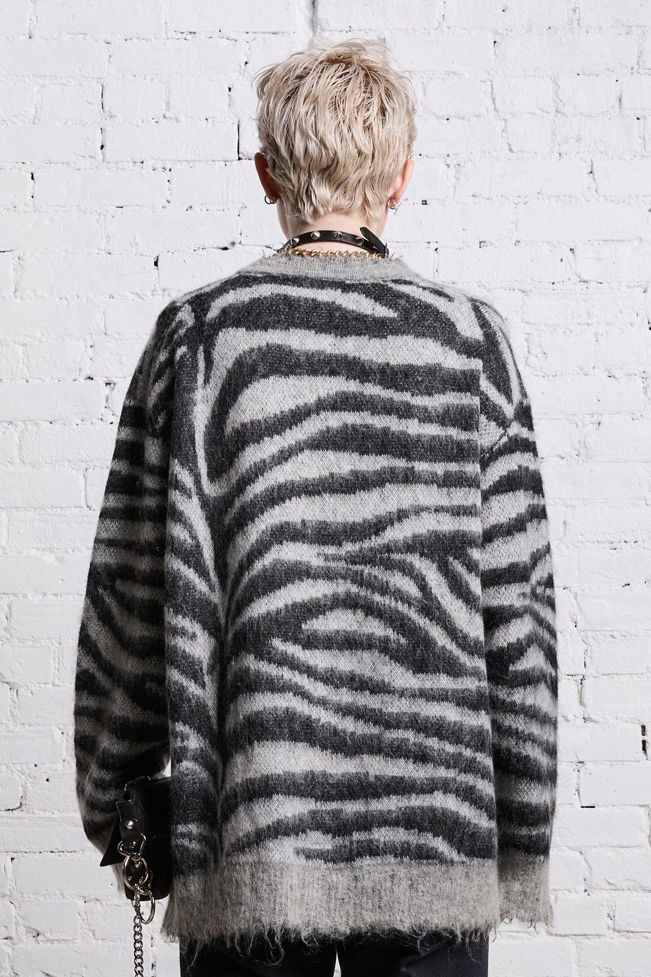 MOHAIR BOYFRIEND CARDIGAN - ZEBRA JACQUARD - R13