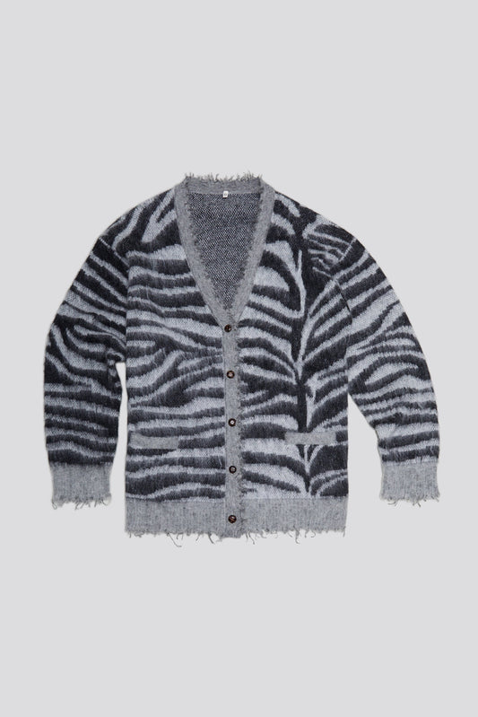 MOHAIR BOYFRIEND CARDIGAN - ZEBRA JACQUARD - R13