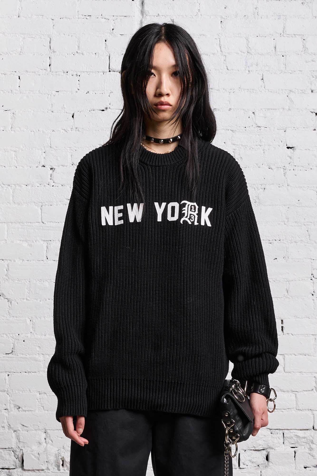 R13 NEW YORK BOYFRIEND SWEATER BLACK