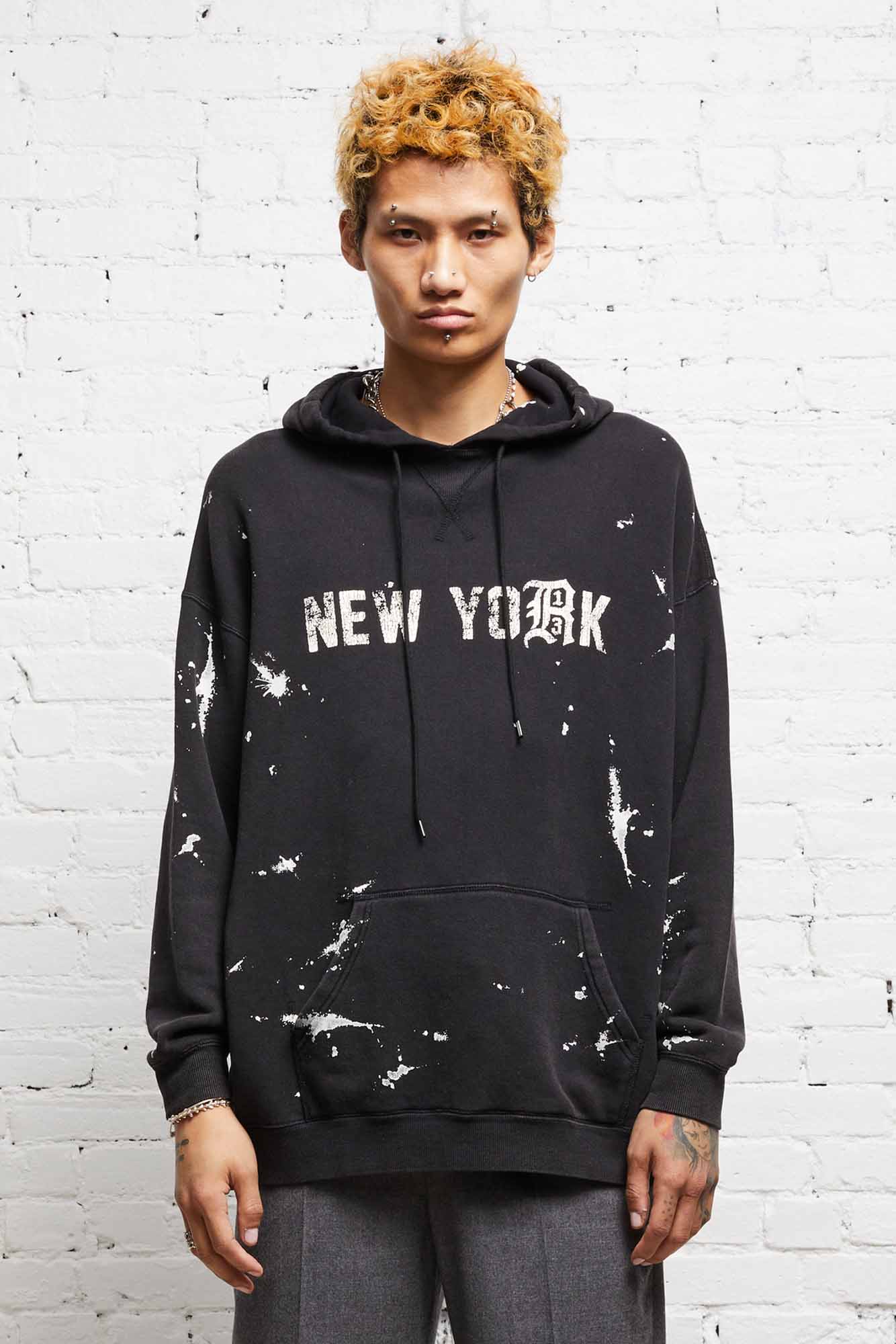 R13 NEW YORK HOODIE - ACID BLACK - R13