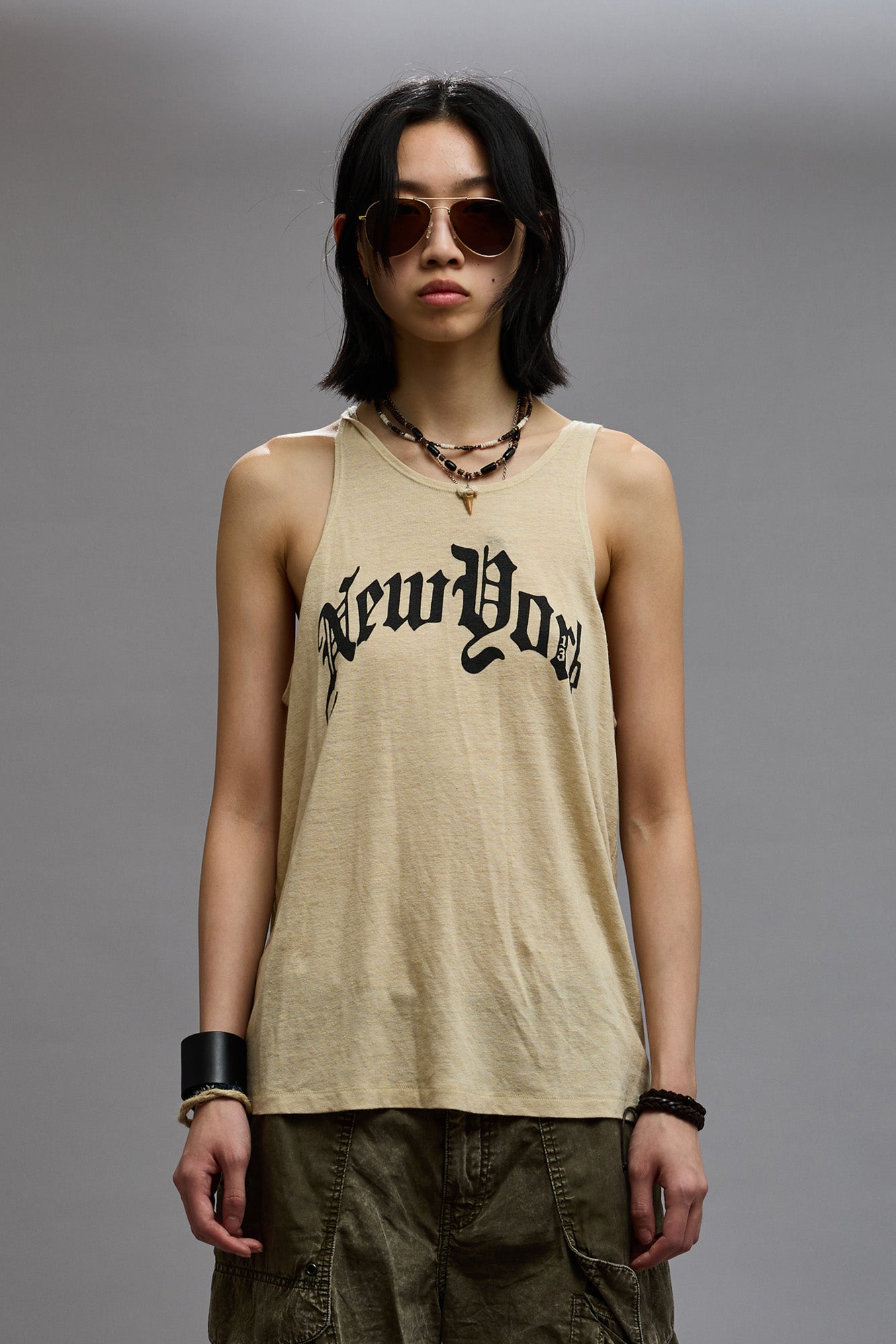 NEW YORK RELAXED TANK - KHAKI - R13