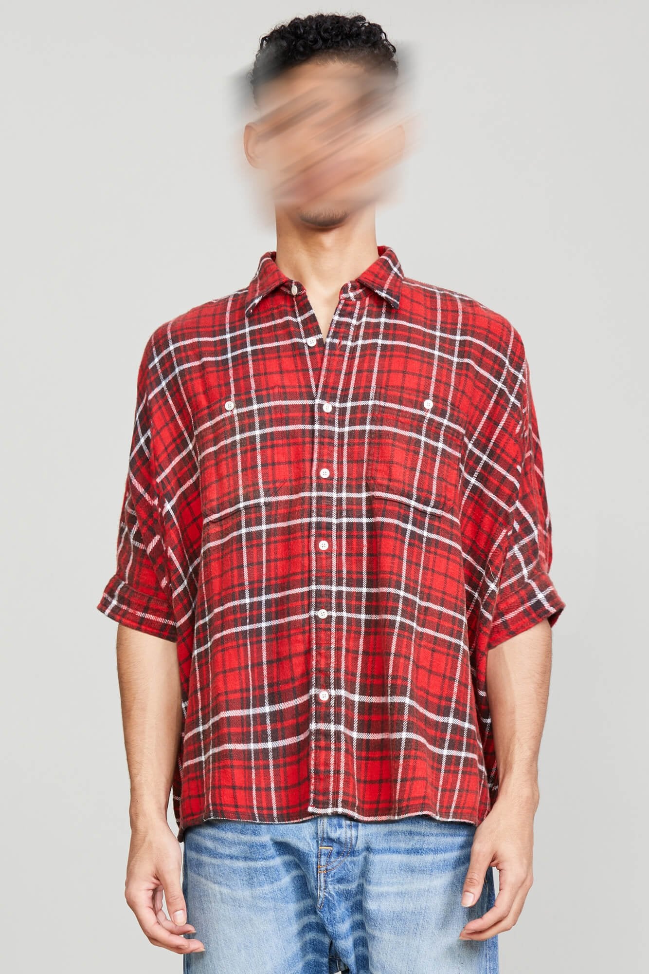 OVERSIZED BOXY SHIRT - RED - R13