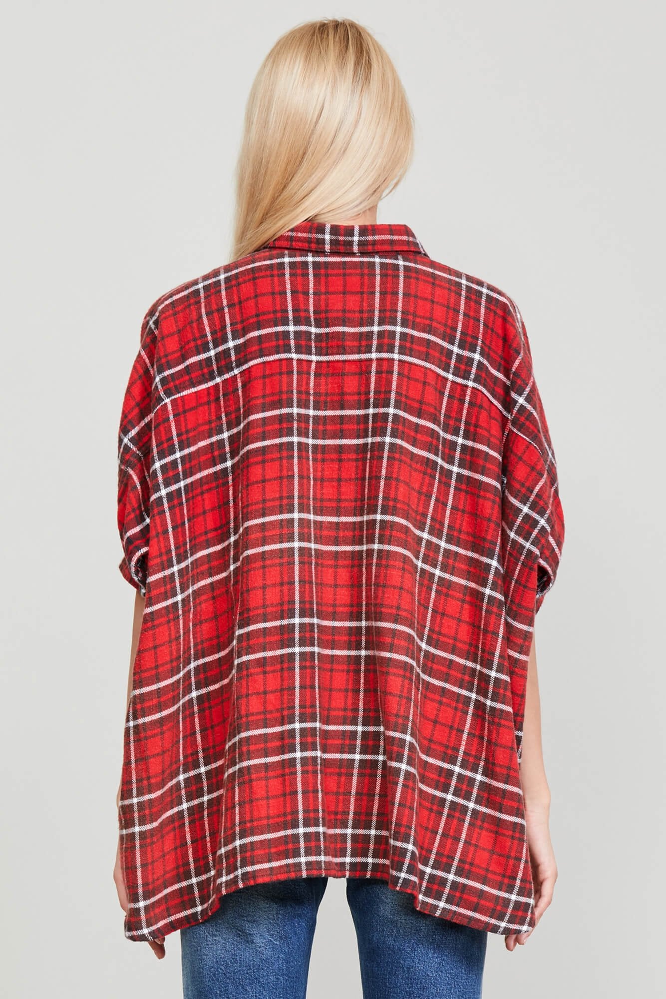 OVERSIZED BOXY SHIRT - RED PLAID - R13