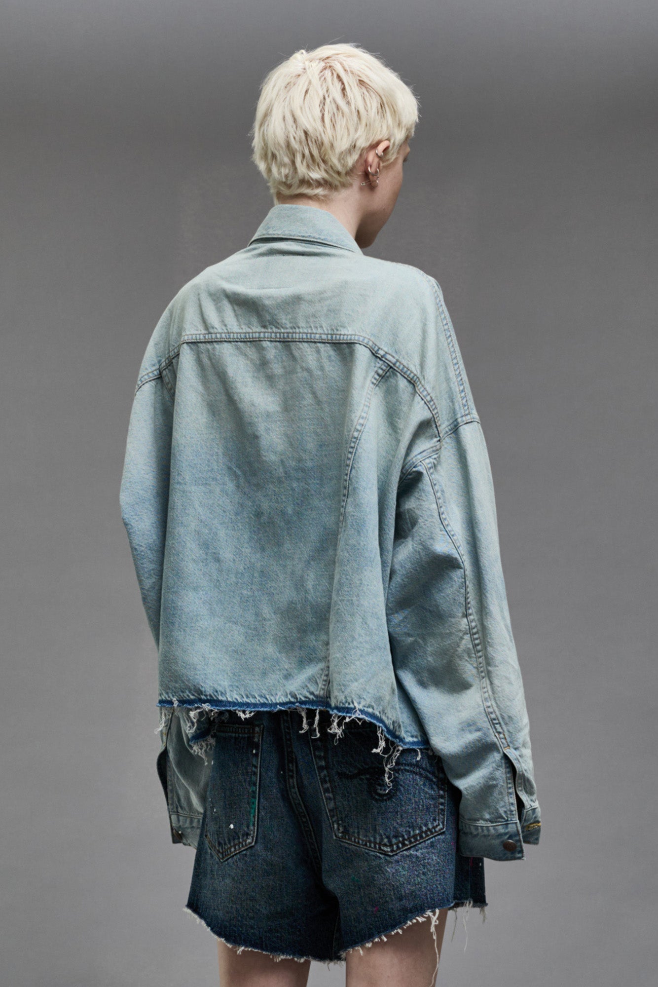 OVERSIZED CUT-OFF TRUCKER JACKET - LENNON BLUE - R13