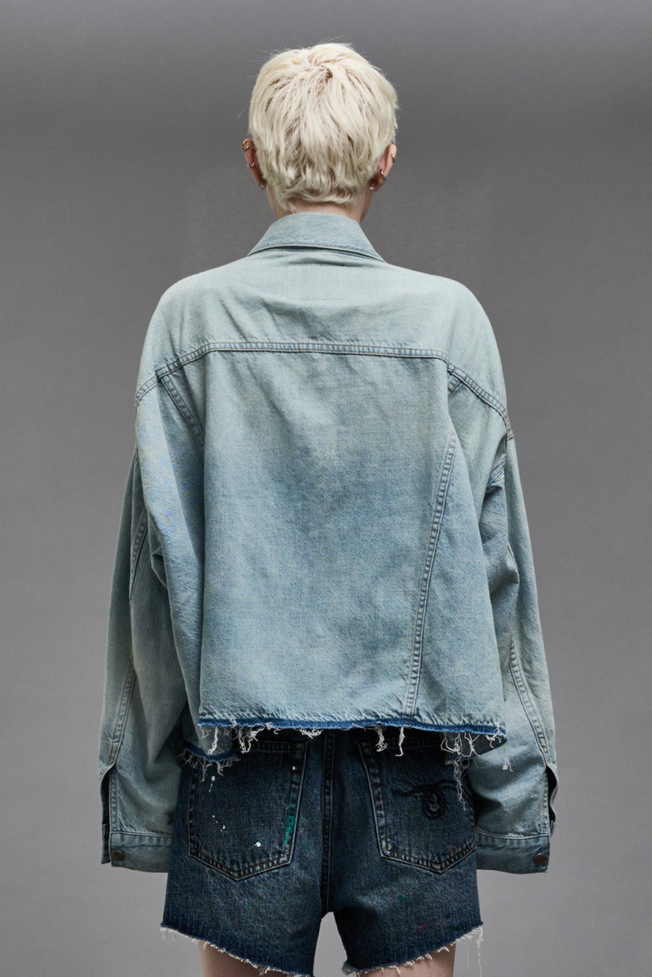 OVERSIZED CUT-OFF TRUCKER JACKET - LENNON BLUE - R13