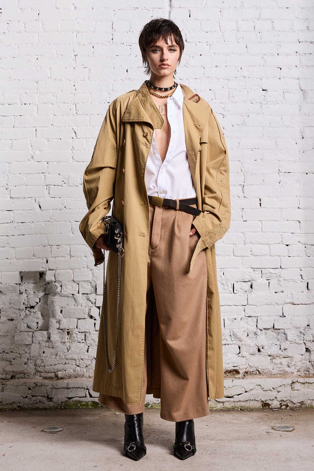 OVERSIZED DECONSTRUCTED TRENCH COAT - KHAKI - R13