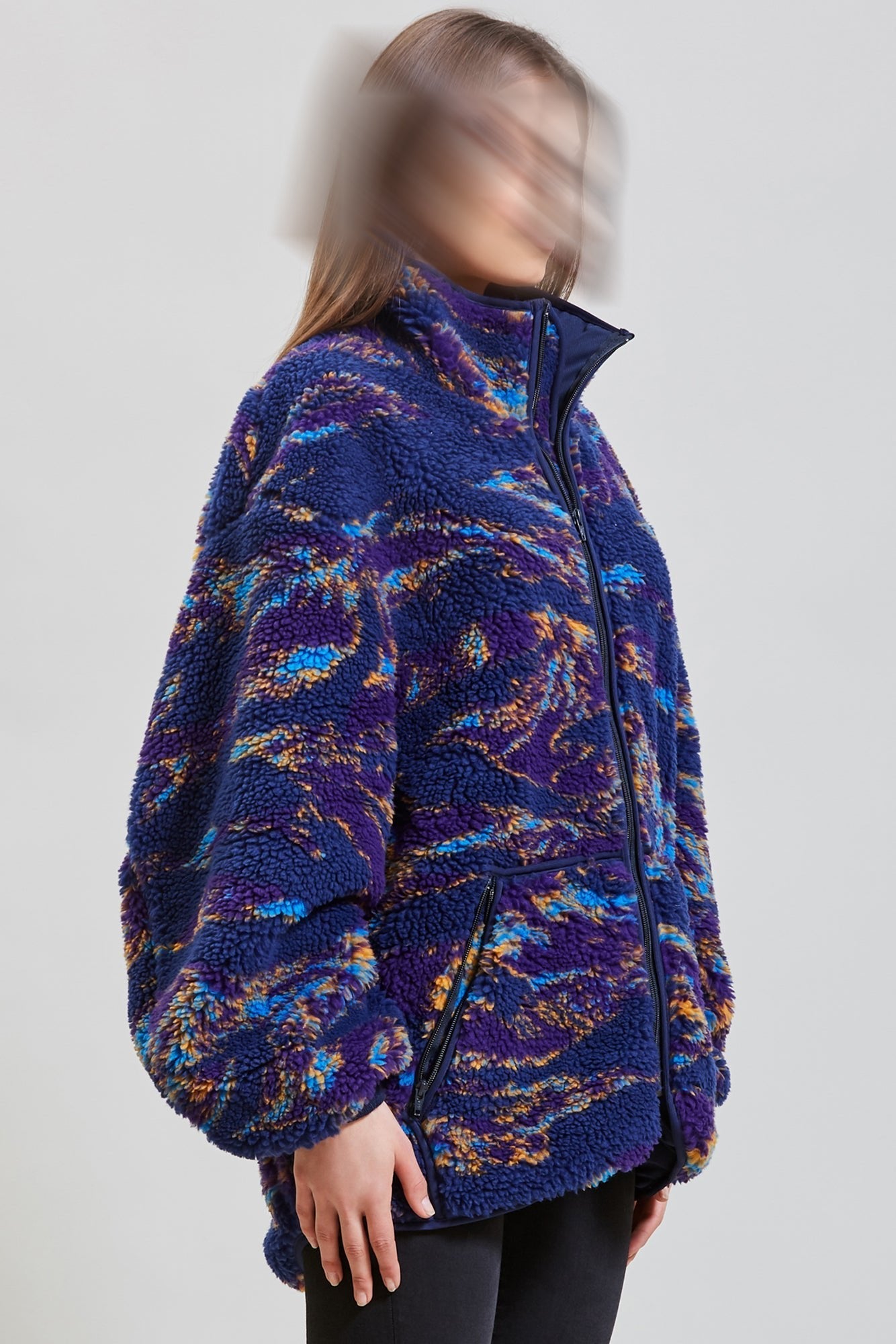 OVERSIZED FLEECE JACKET - NAVY SWIRL - R13