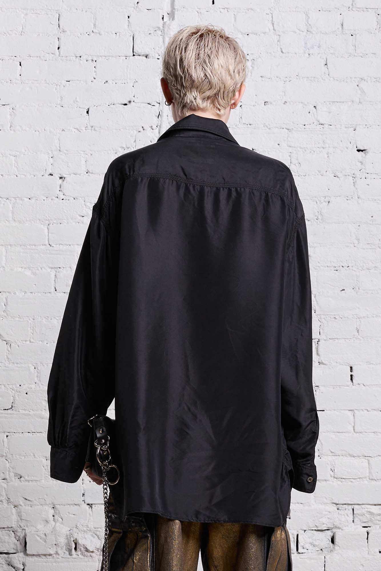 OVERSIZED POCKET SHIRT - BLACK OVERDYE - R13