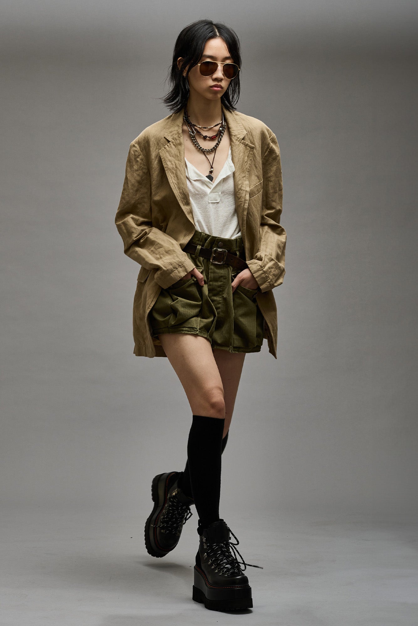 OVERSIZED RAGGED BLAZER - KHAKI - R13