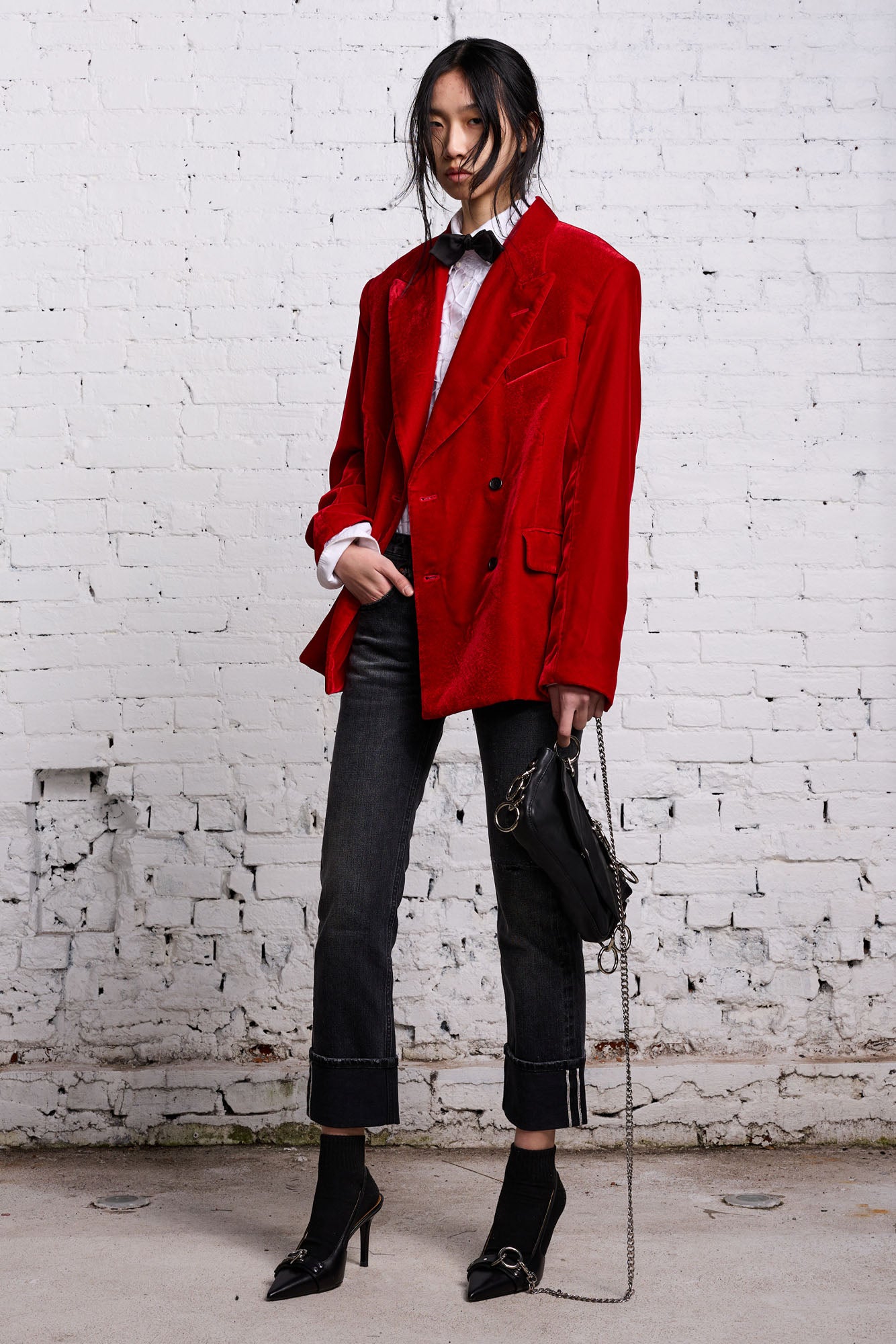 OVERSIZED RAGGED BLAZER - RED VELVET - R13