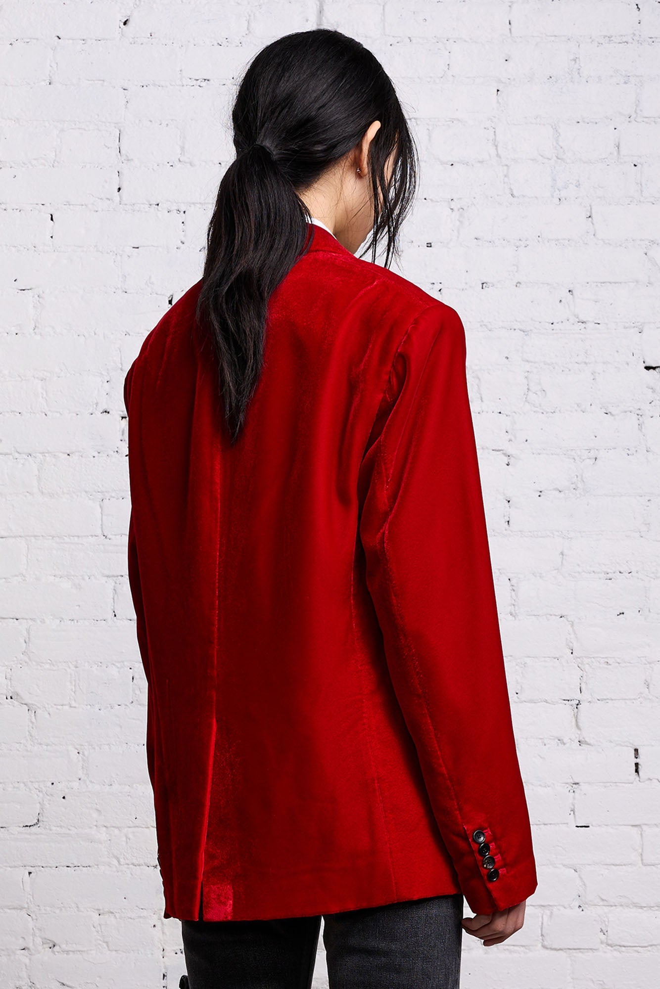 OVERSIZED RAGGED BLAZER - RED VELVET - R13