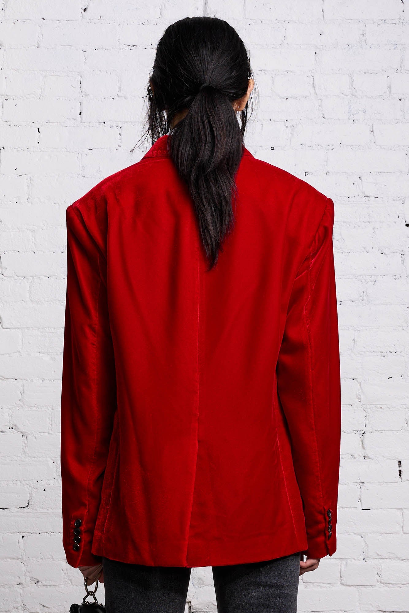 OVERSIZED RAGGED BLAZER - RED VELVET - R13