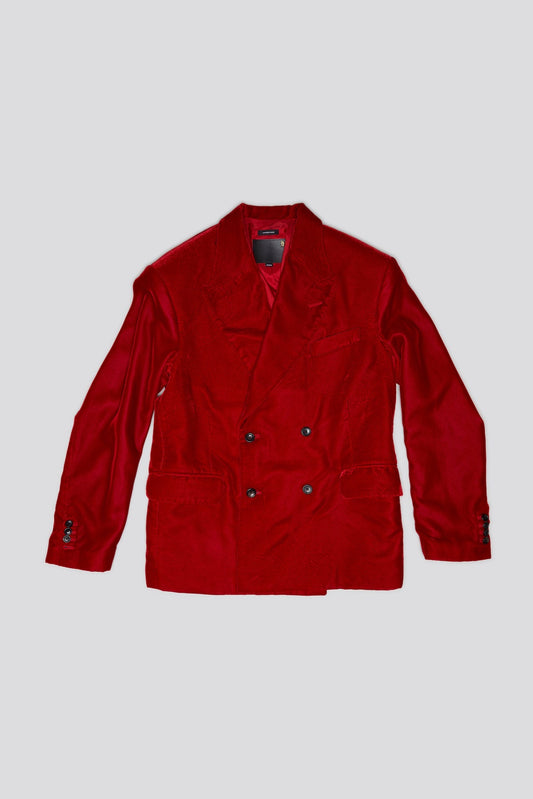 OVERSIZED RAGGED BLAZER - RED VELVET - R13