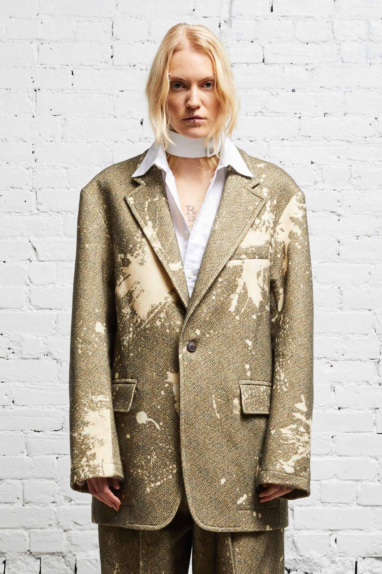 OVERSIZED RAGGED BLAZER - TWEED PAINT SPLATTER - R13