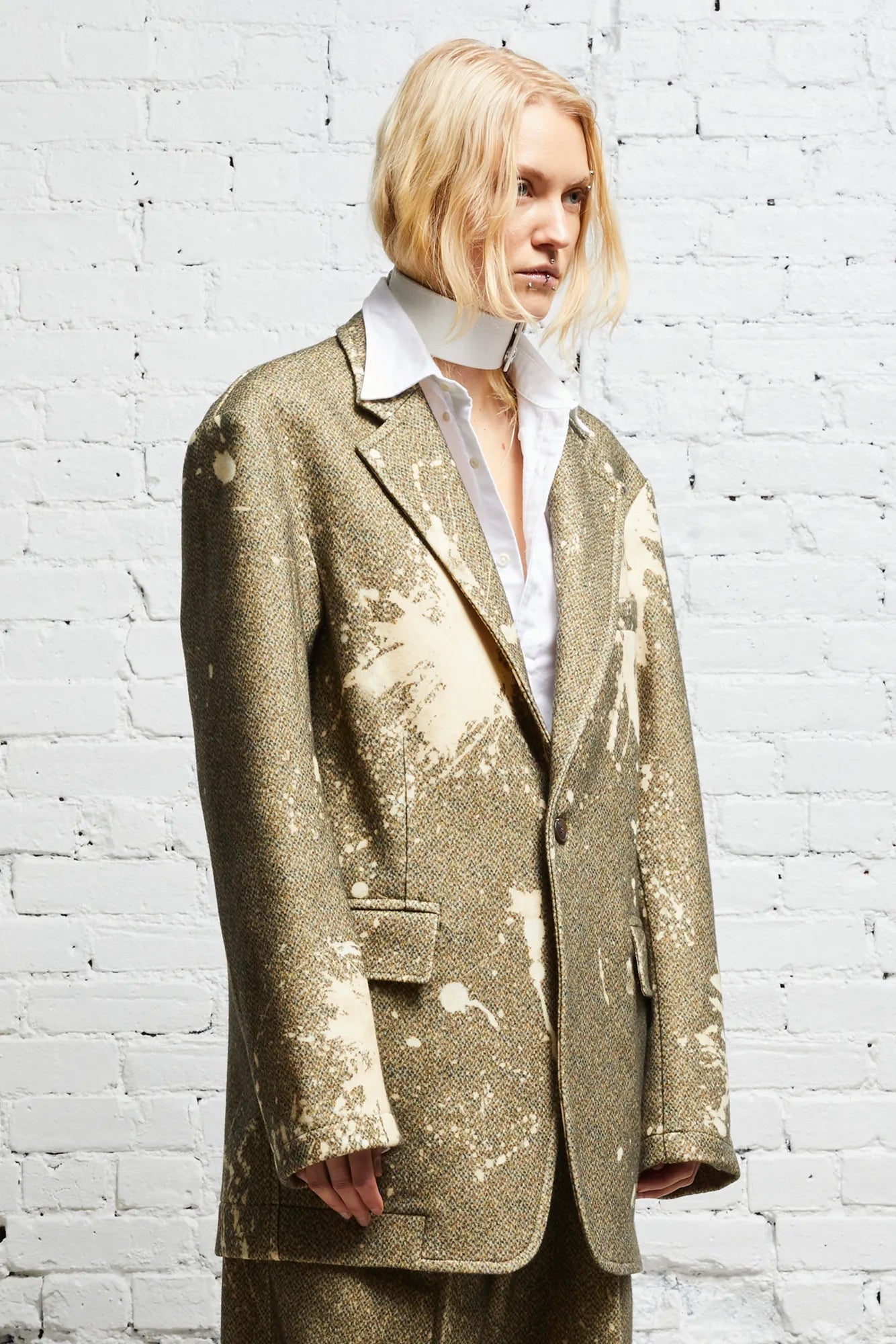 OVERSIZED RAGGED BLAZER - TWEED PAINT SPLATTER - R13