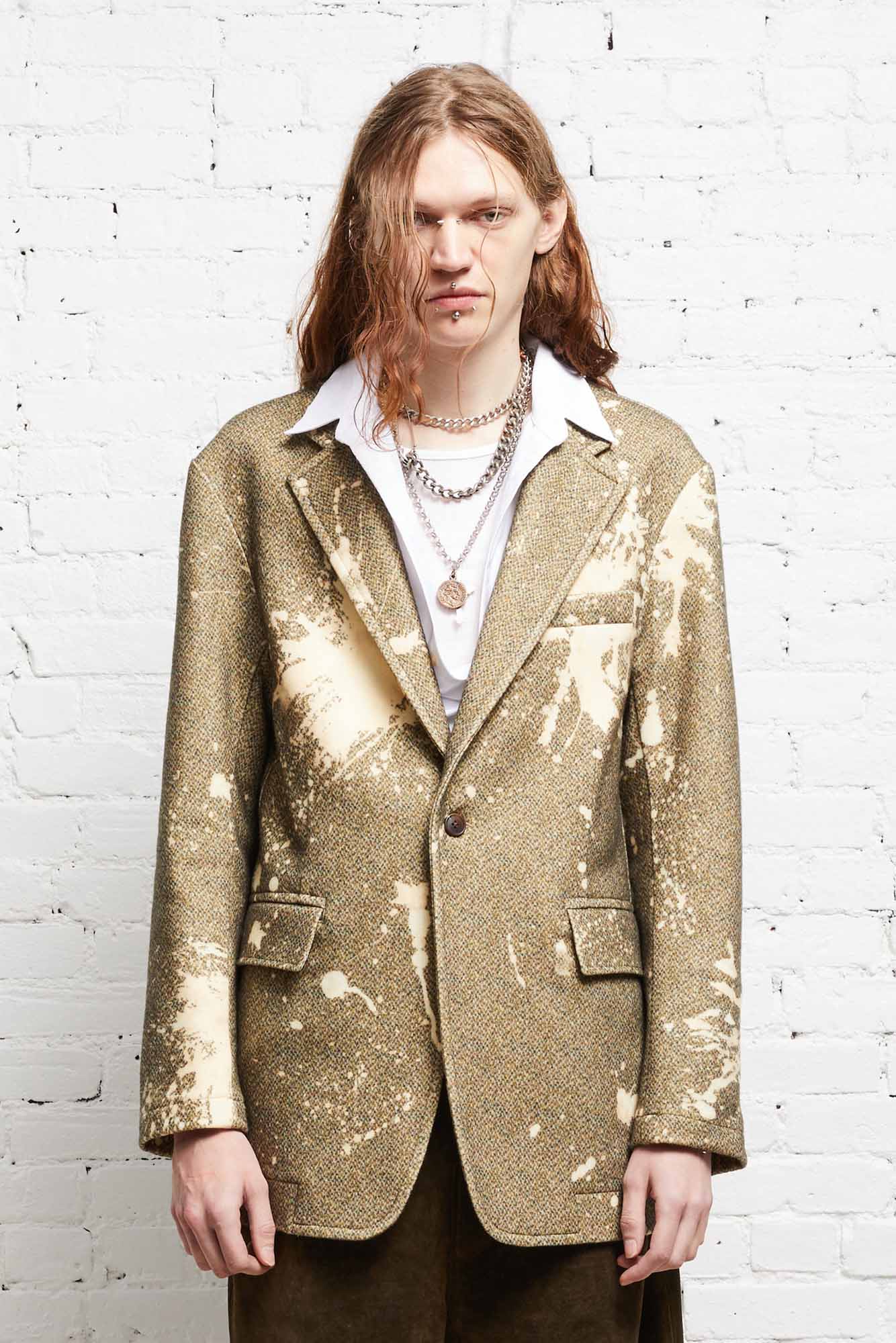 OVERSIZED RAGGED BLAZER - TWEED PAINT SPLATTER - R13