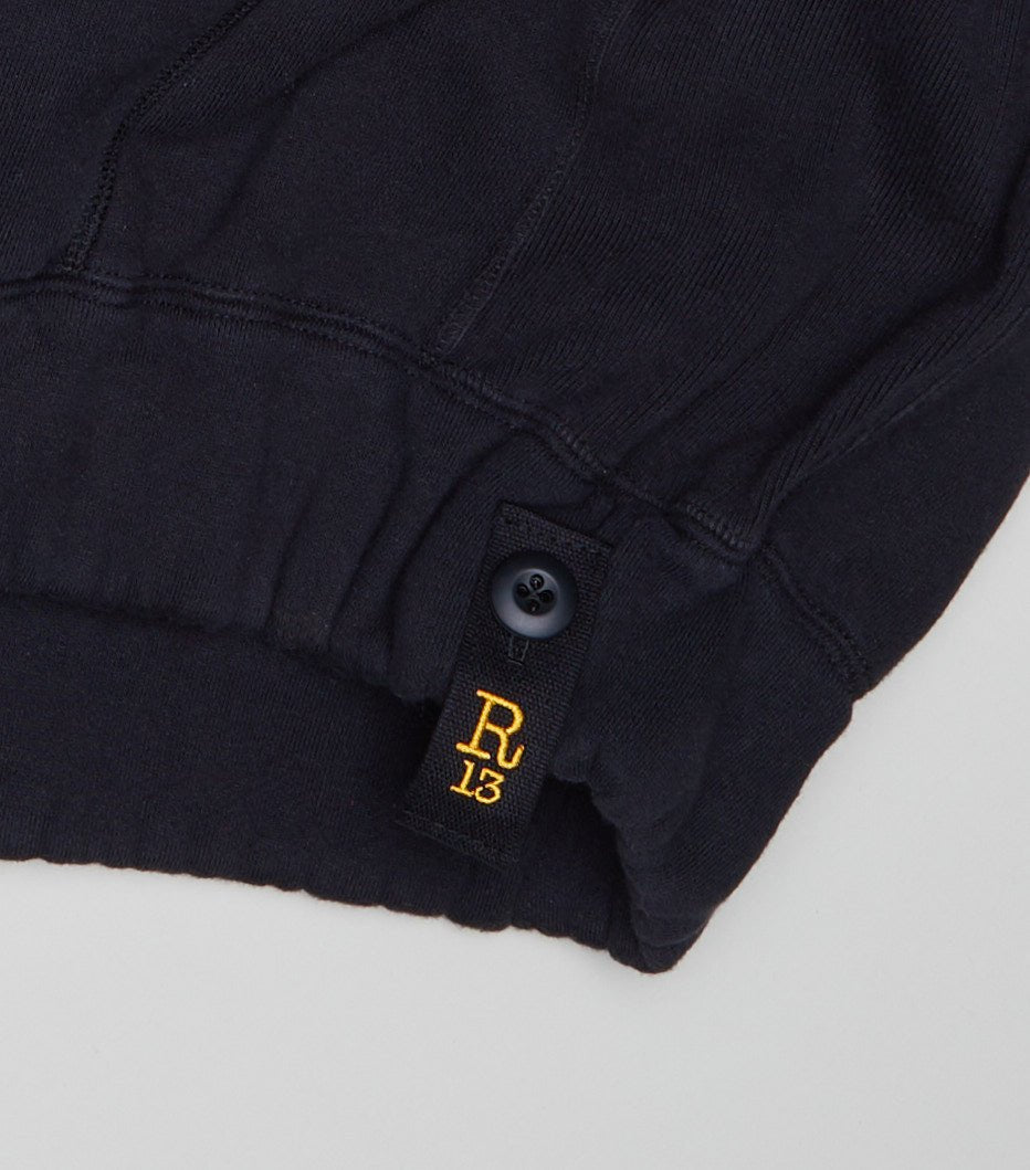 OVERSIZED SIDE GUSSET HOODIE - BLACK FLEECE - R13