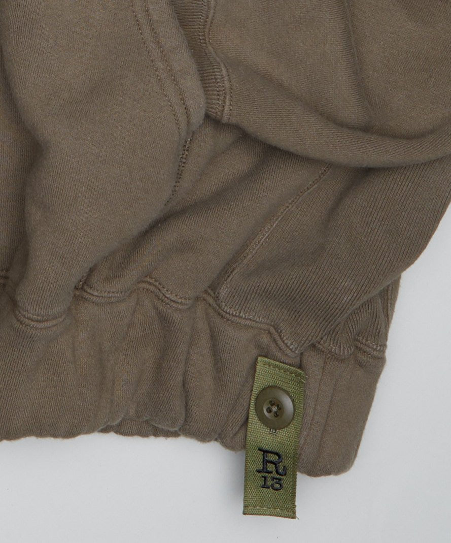 OVERSIZED SIDE GUSSET HOODIE - OLIVE FLEECE - R13