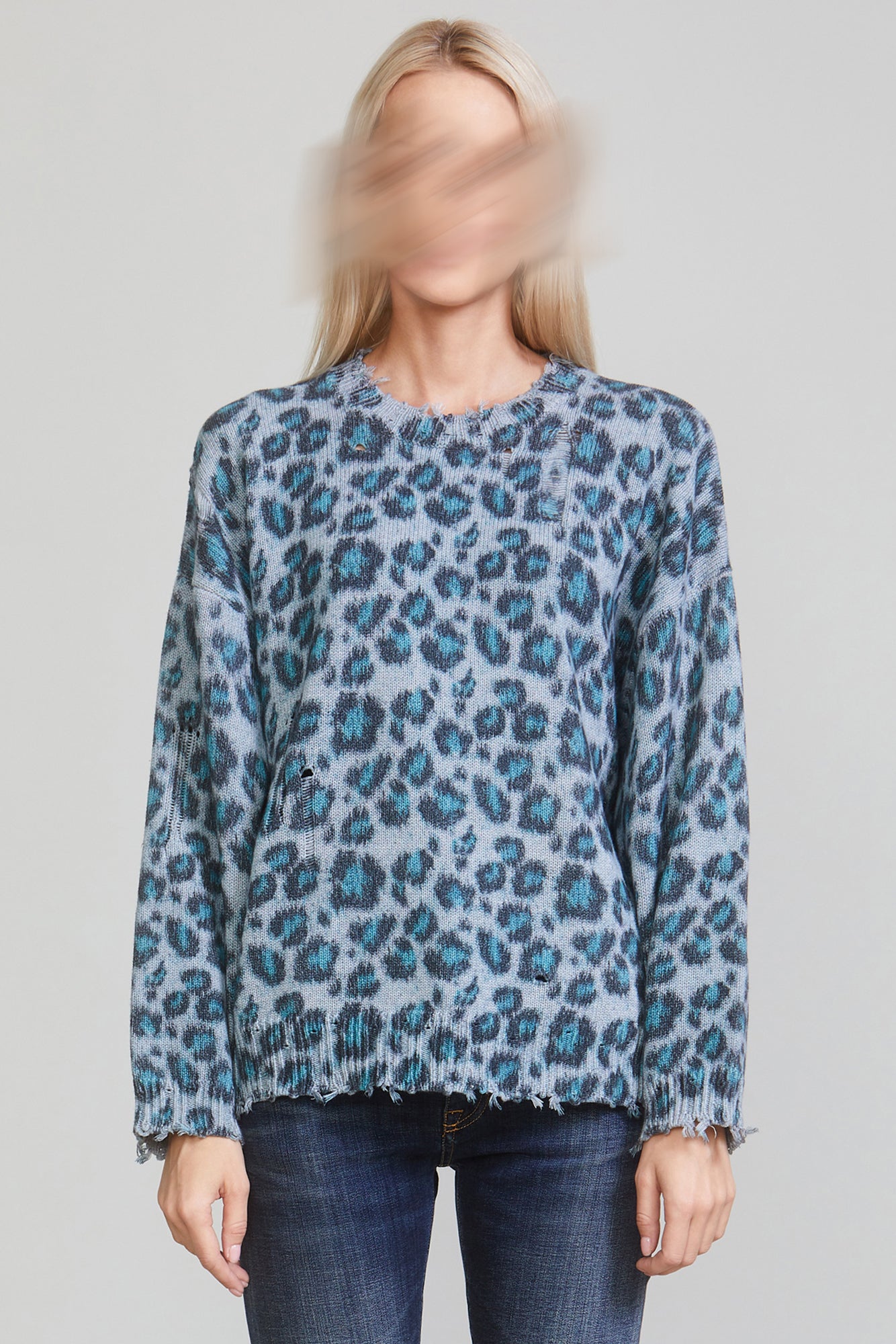 OVERSIZED SWEATER - BLUE LEOPARD - R13