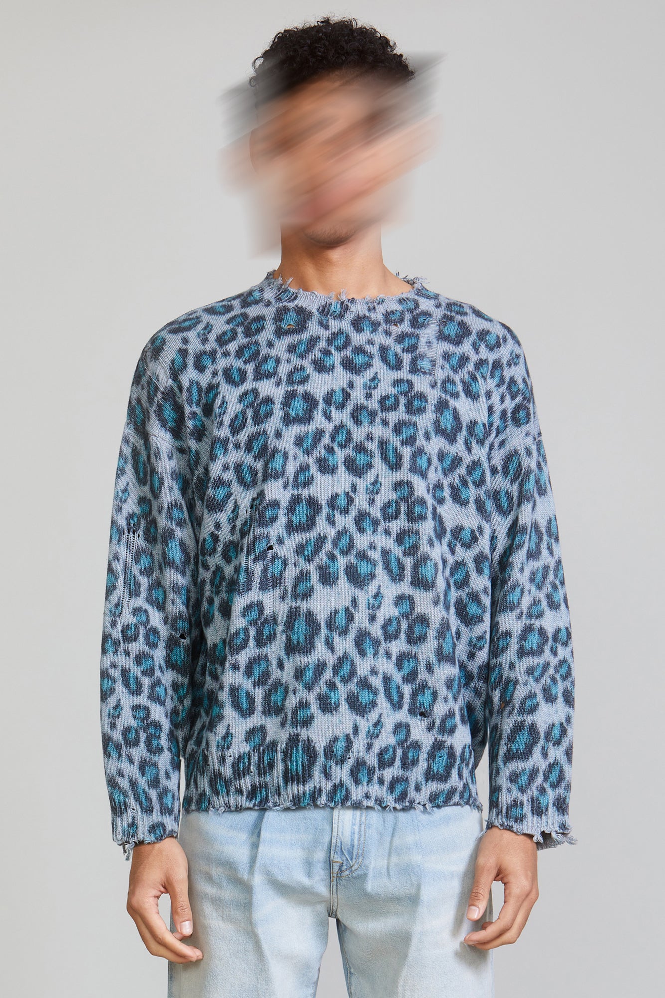 OVERSIZED SWEATER - BLUE LEOPARD - R13