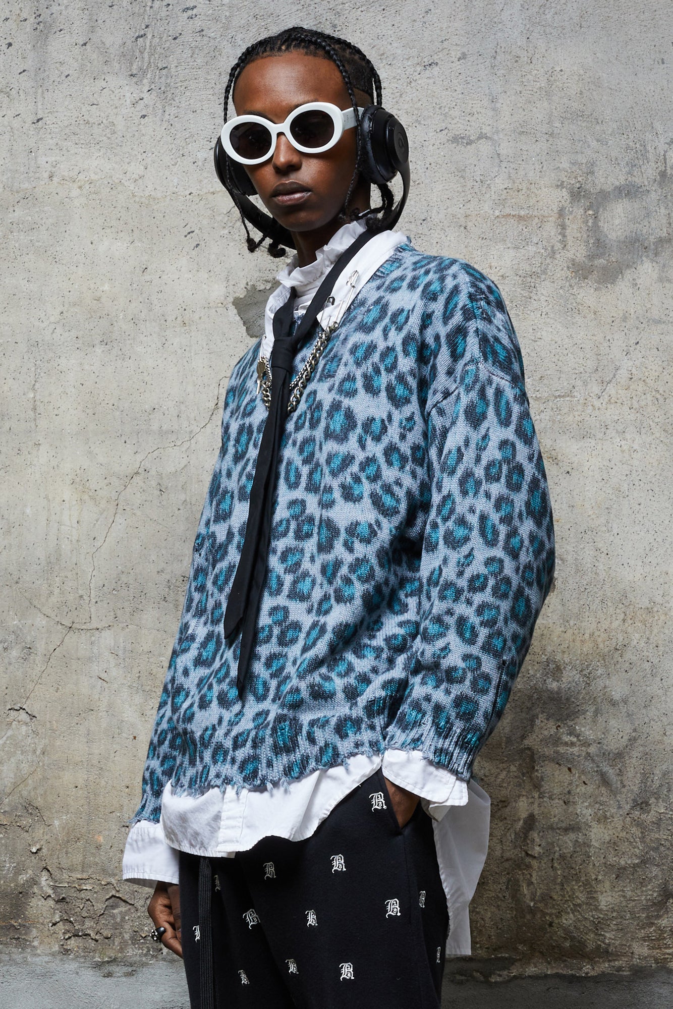 OVERSIZED SWEATER - BLUE LEOPARD - R13