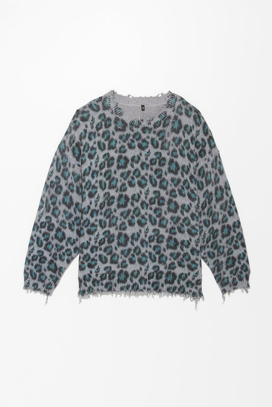 OVERSIZED SWEATER - BLUE LEOPARD - R13