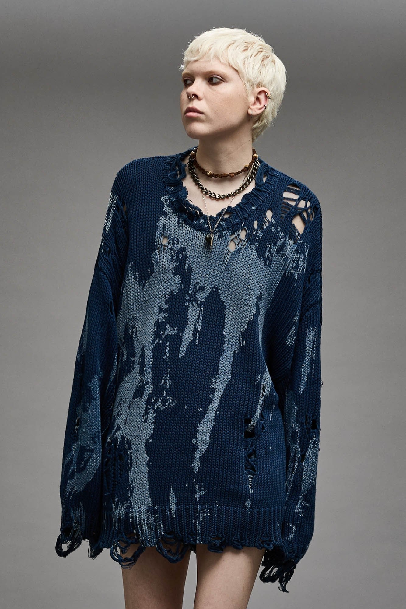 OVERSIZED SWEATER - BLUE SPLATTER - R13