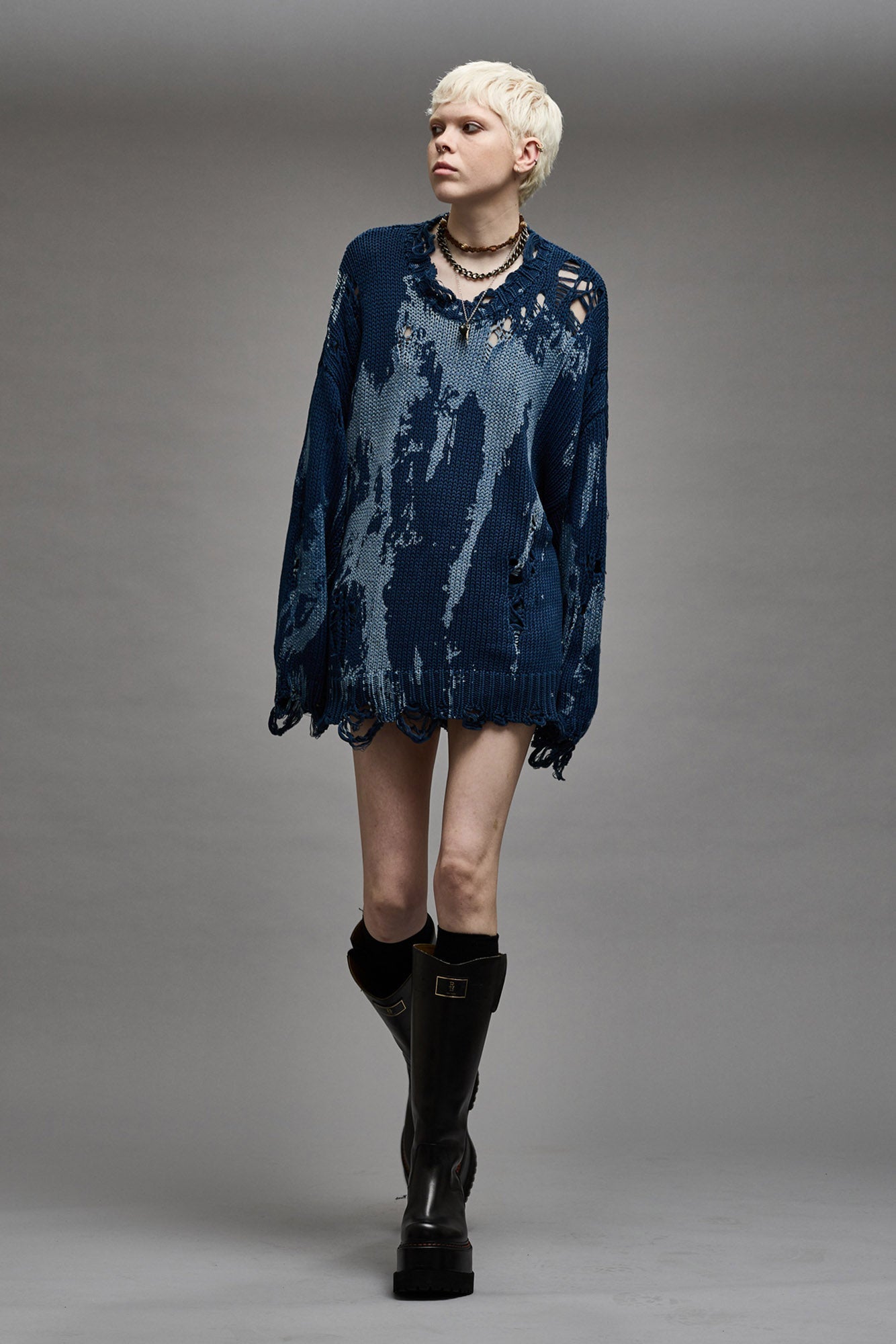 OVERSIZED SWEATER - BLUE SPLATTER - R13