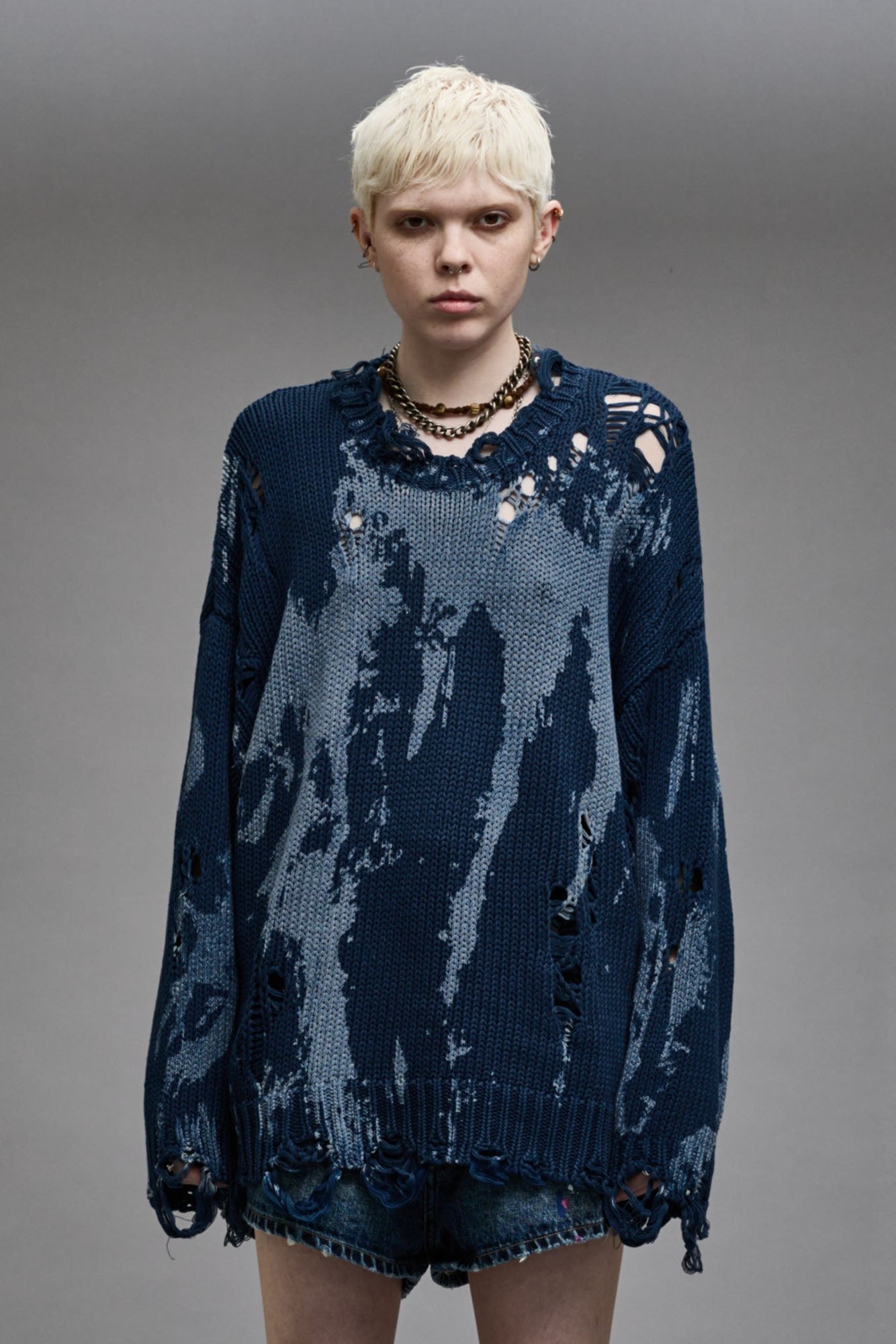 OVERSIZED SWEATER - BLUE SPLATTER - R13